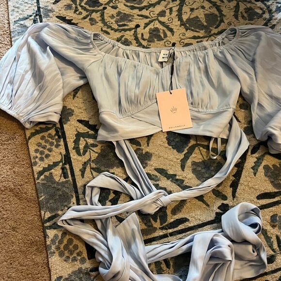 Hello Molly Danced Until Four Crop Top Steel Blue 4 - Picture 4 of 12